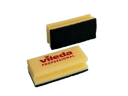 Губка Максимальная жесткость, жёлтая, черный абразив, Vileda Professional, 102565, купить, цена, стоимость, оптом