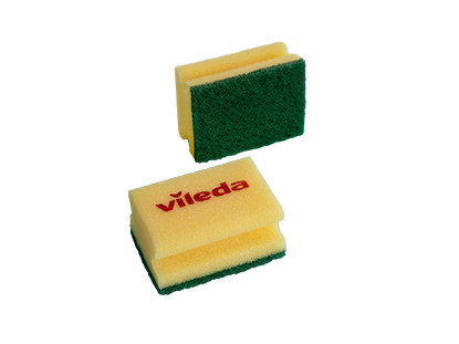 Губка Средняя жесткость, жёлтая, зеленый абразив, Vileda Professional, 125604, купить, цена, стоимость, оптом